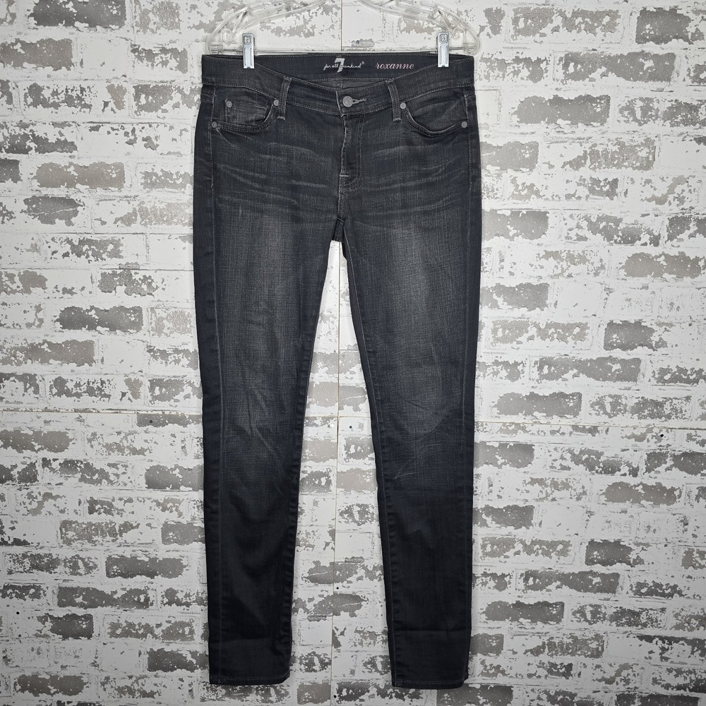 7 For All Mankind Jeans Womens 29 Roxanne Gray Dark Wash Skinny Jeans‎ Low Rise